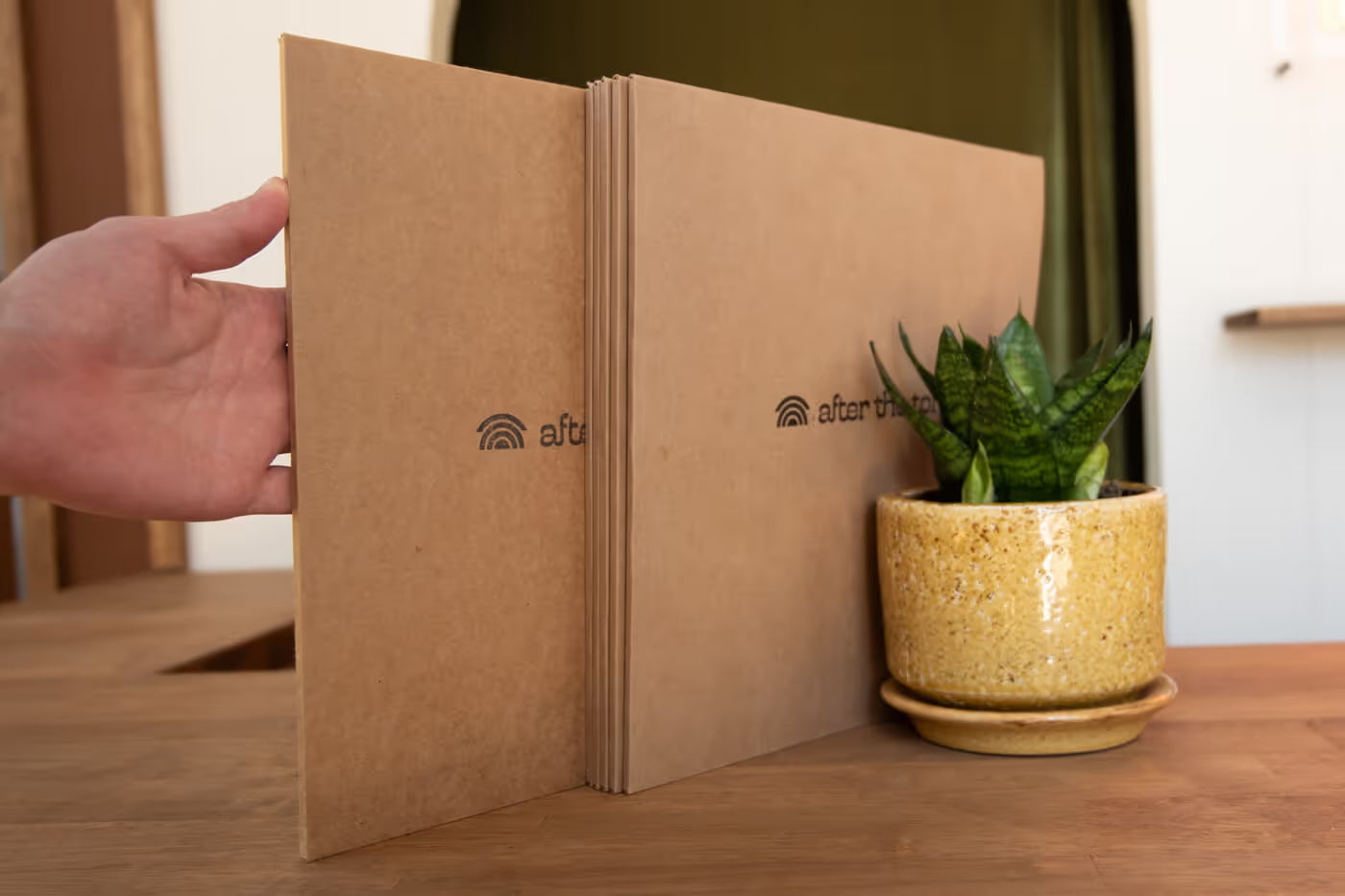 After the Tone vinyl audio guestbooks on a table