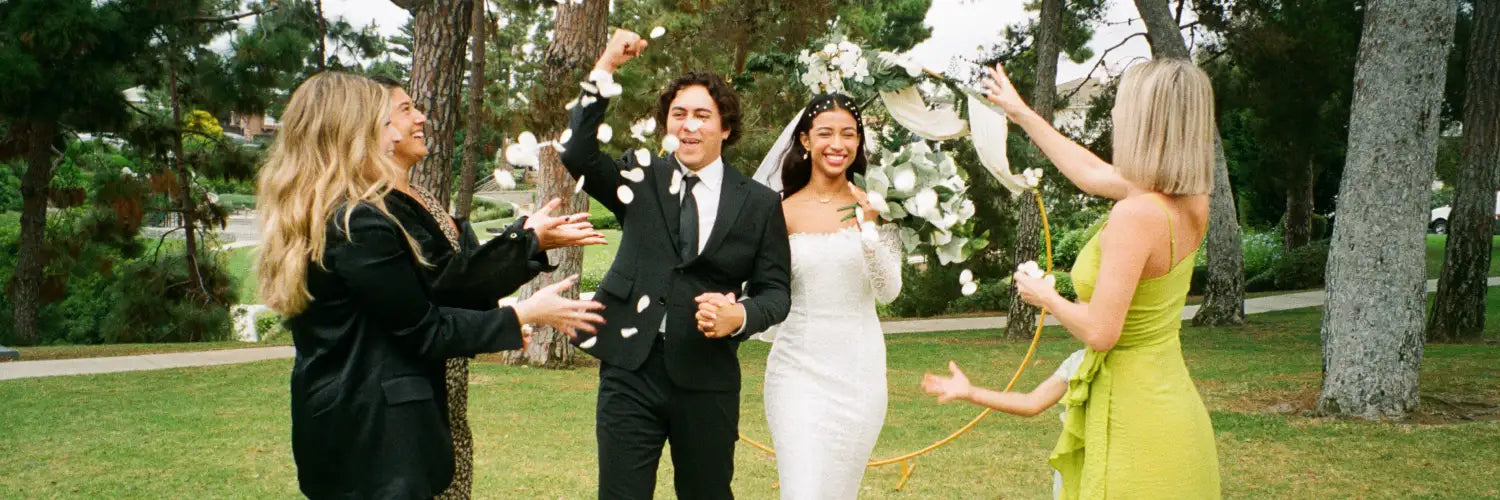 bride and groom taking pictures