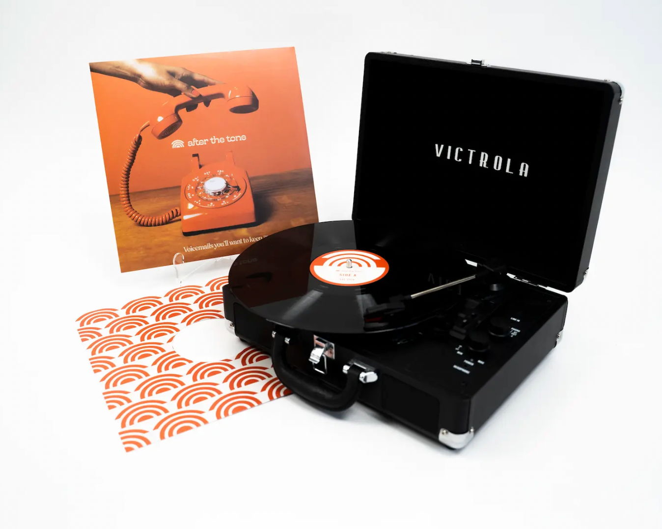 Custom vinyl record from audio guest book and vinyl record player