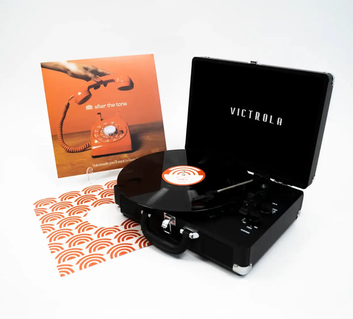 Custom vinyl record from audio guest book and vinyl record player