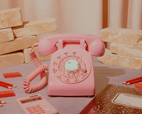 pink rotary phone gif video