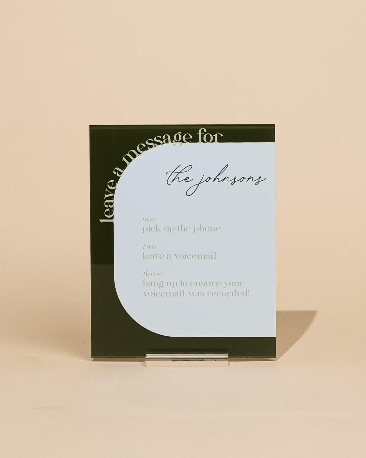 Decorative sign with text on a beige background