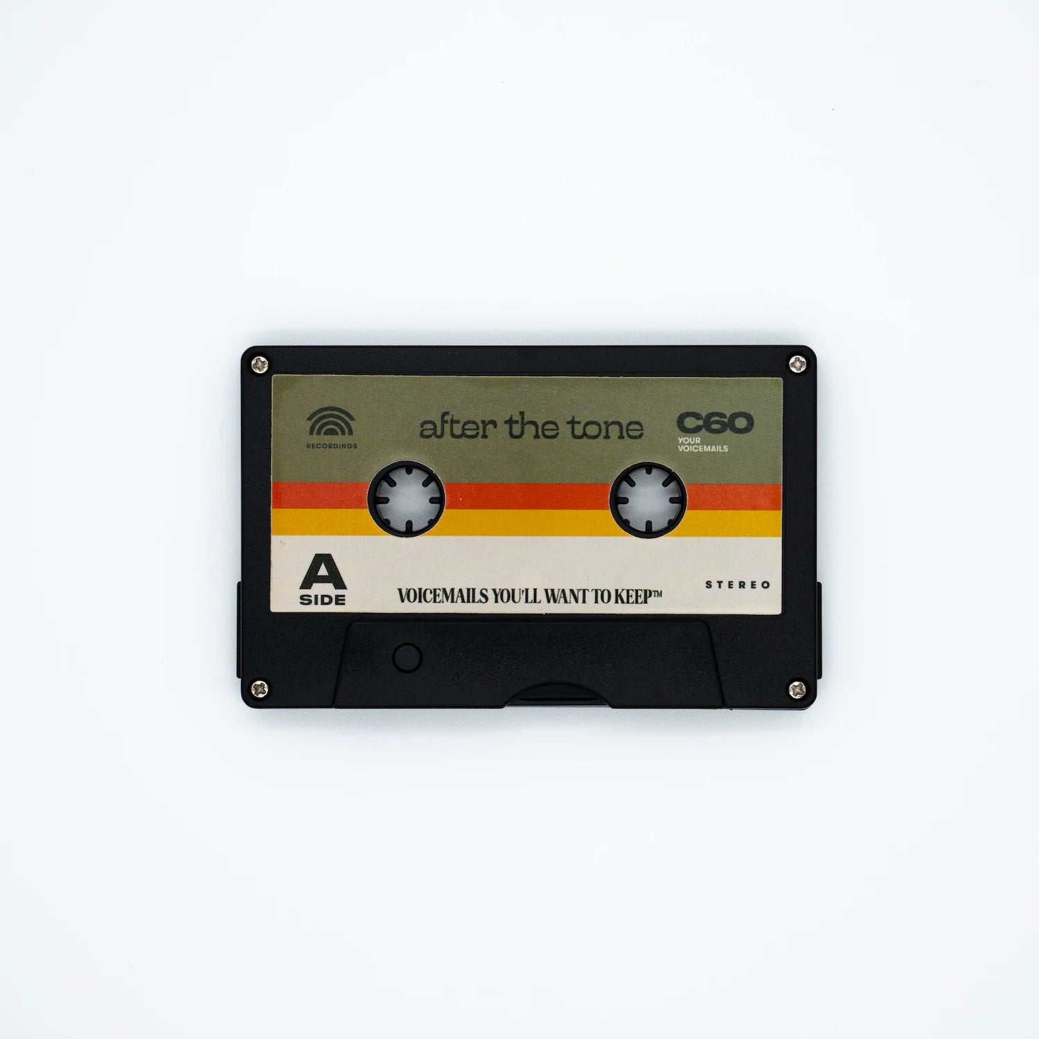 Vintage cassette tape with 'After the Tone' branding on a white background
